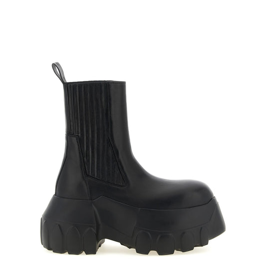 Rick Owens Black Ramie Ankle Boots