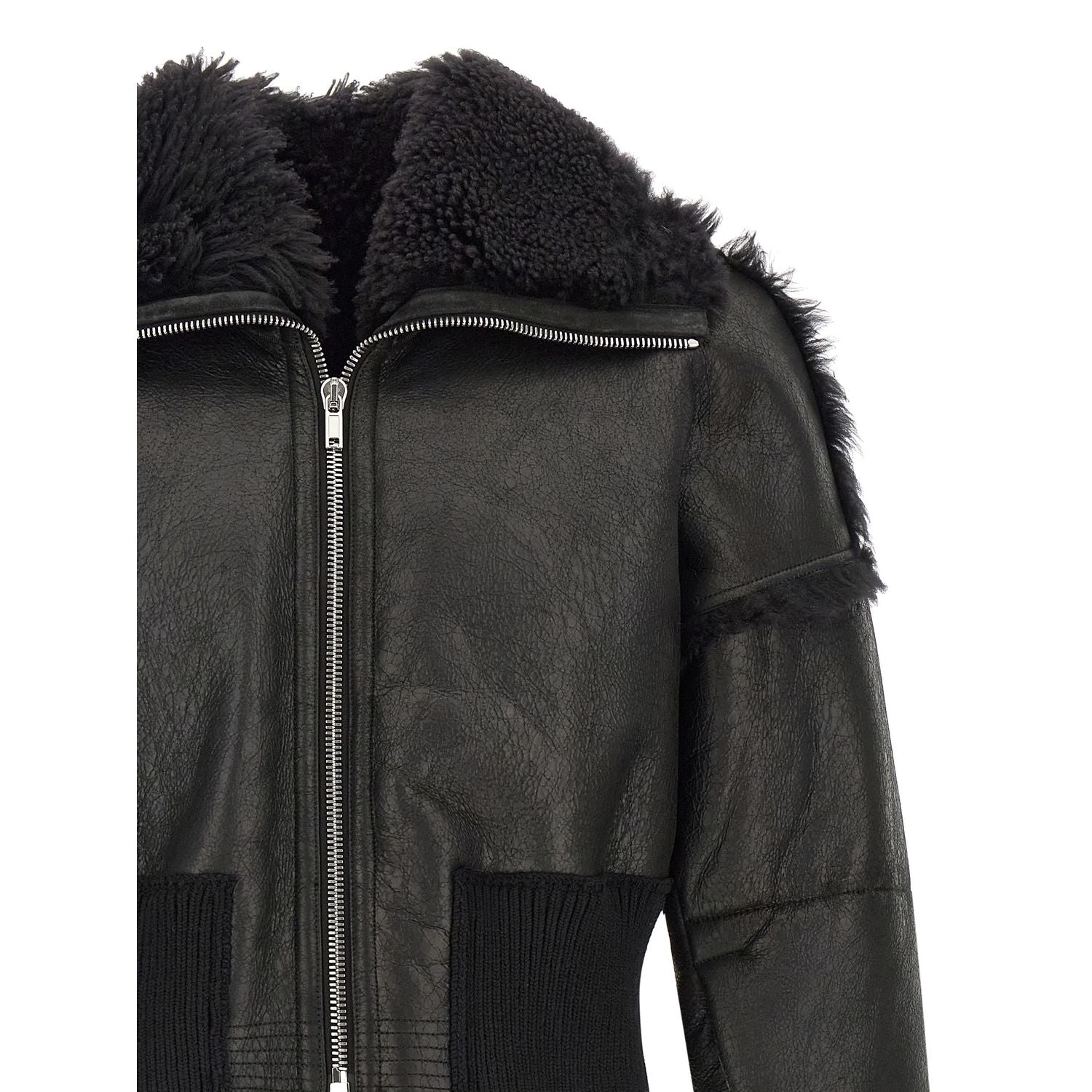 Rick Owens Black Lamb Fur Leather Jacket