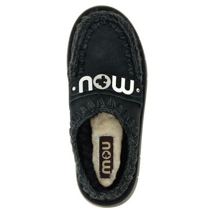 Mou Black Lamb Leather Clogs