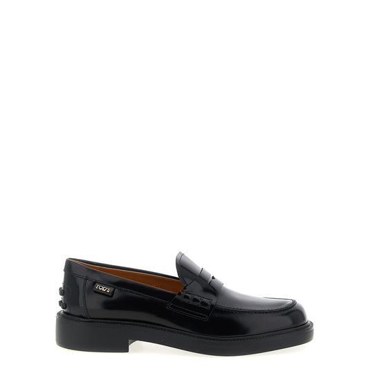 Tod's Black Calfskin Slip-On Loafers