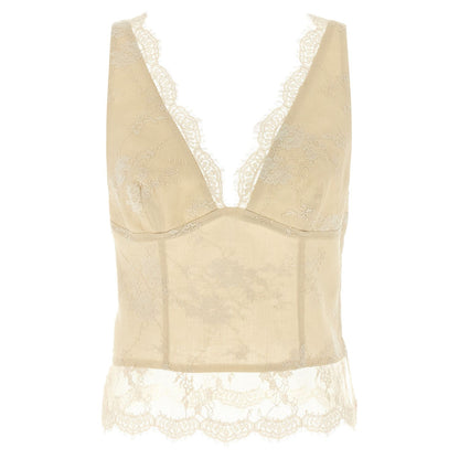 PINKO Beige Linen Tank Tops