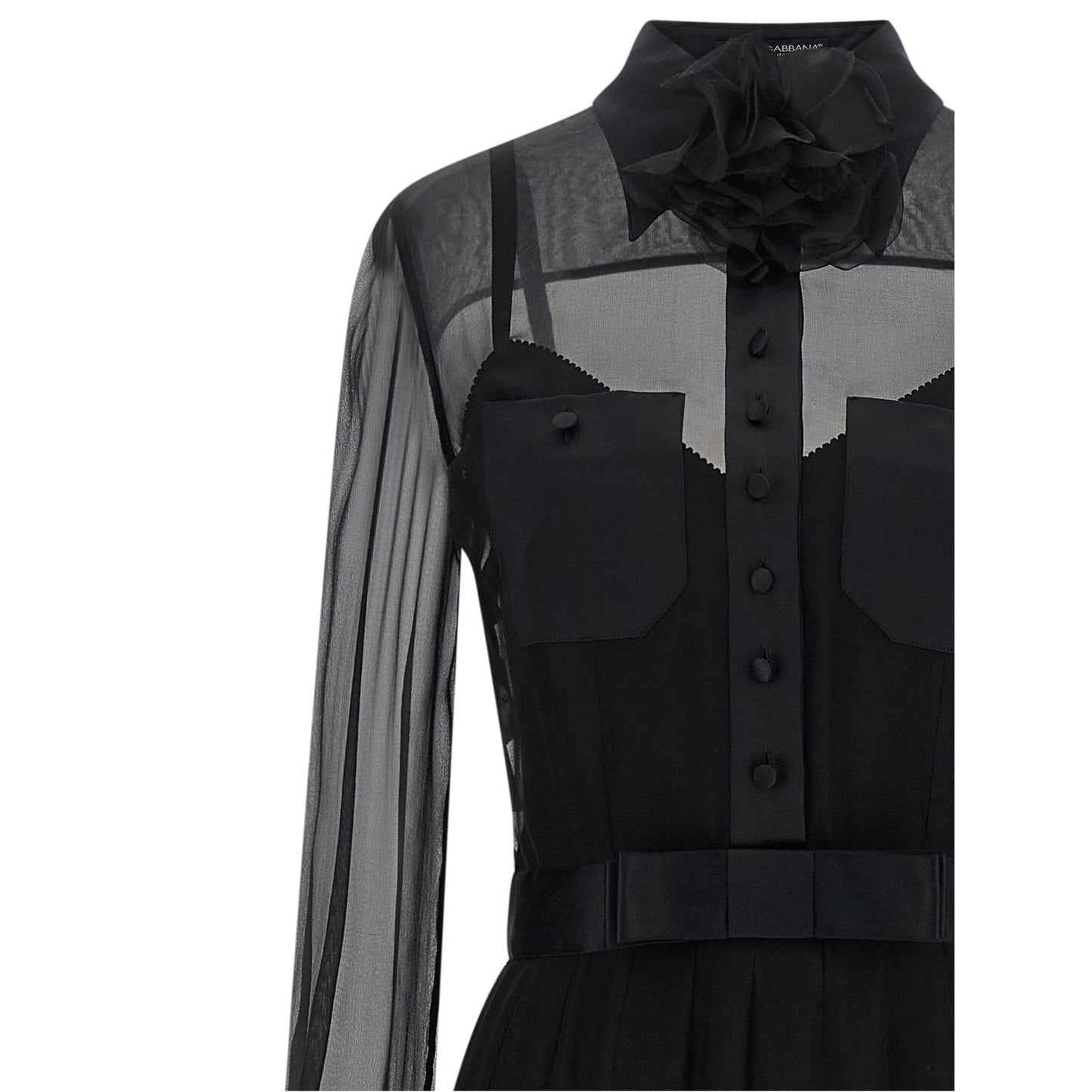 Dolce & Gabbana Black Silk Midi Dress
