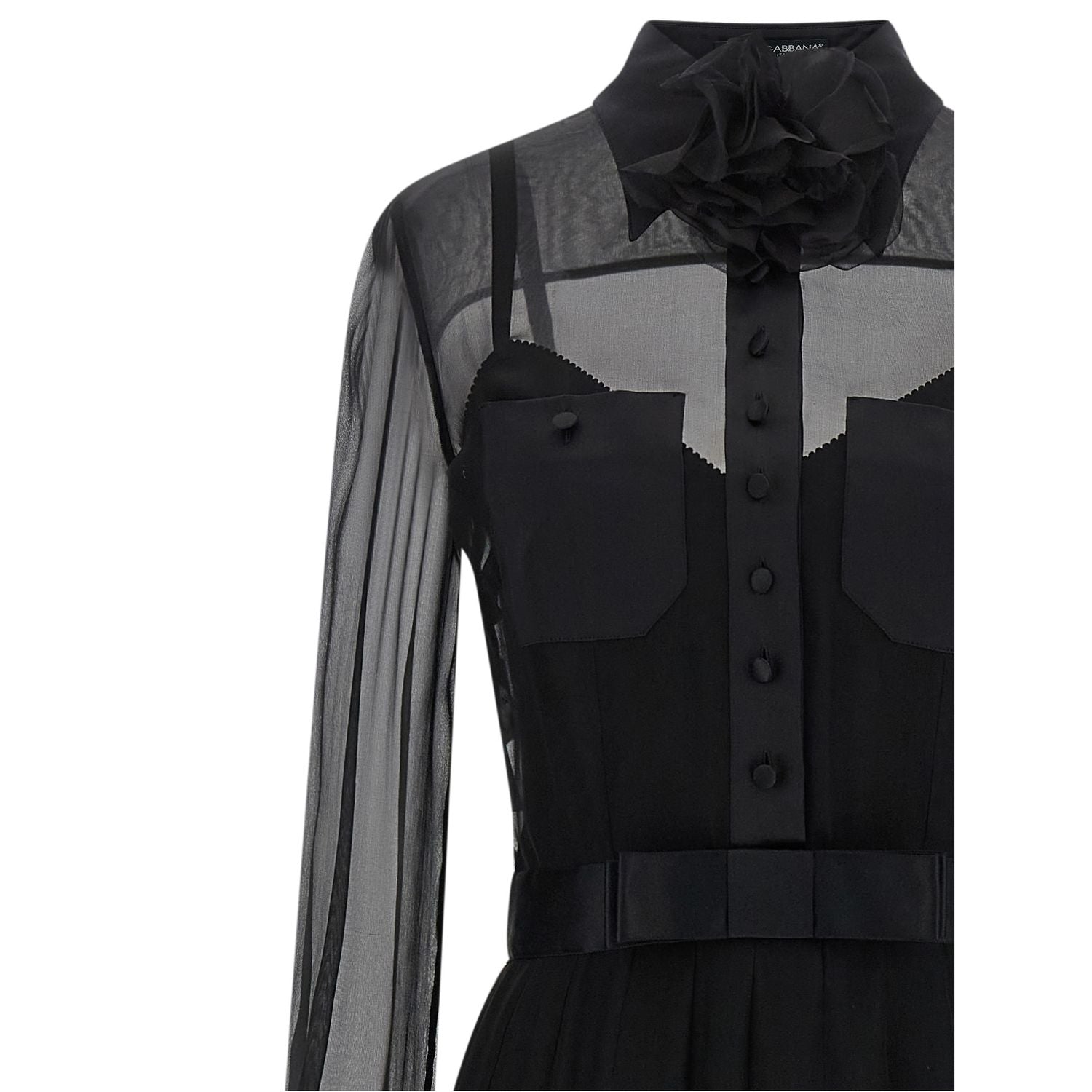 Dolce & Gabbana Black Silk Midi Dress