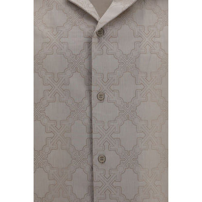 Off-White Beige Cotton Pattern Shirt