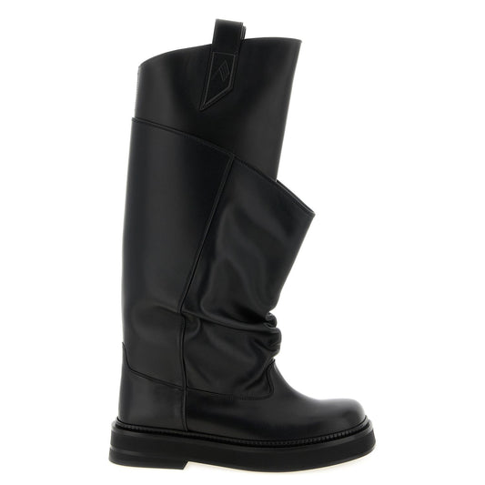 The Attico Black Calfskin Over The Knee