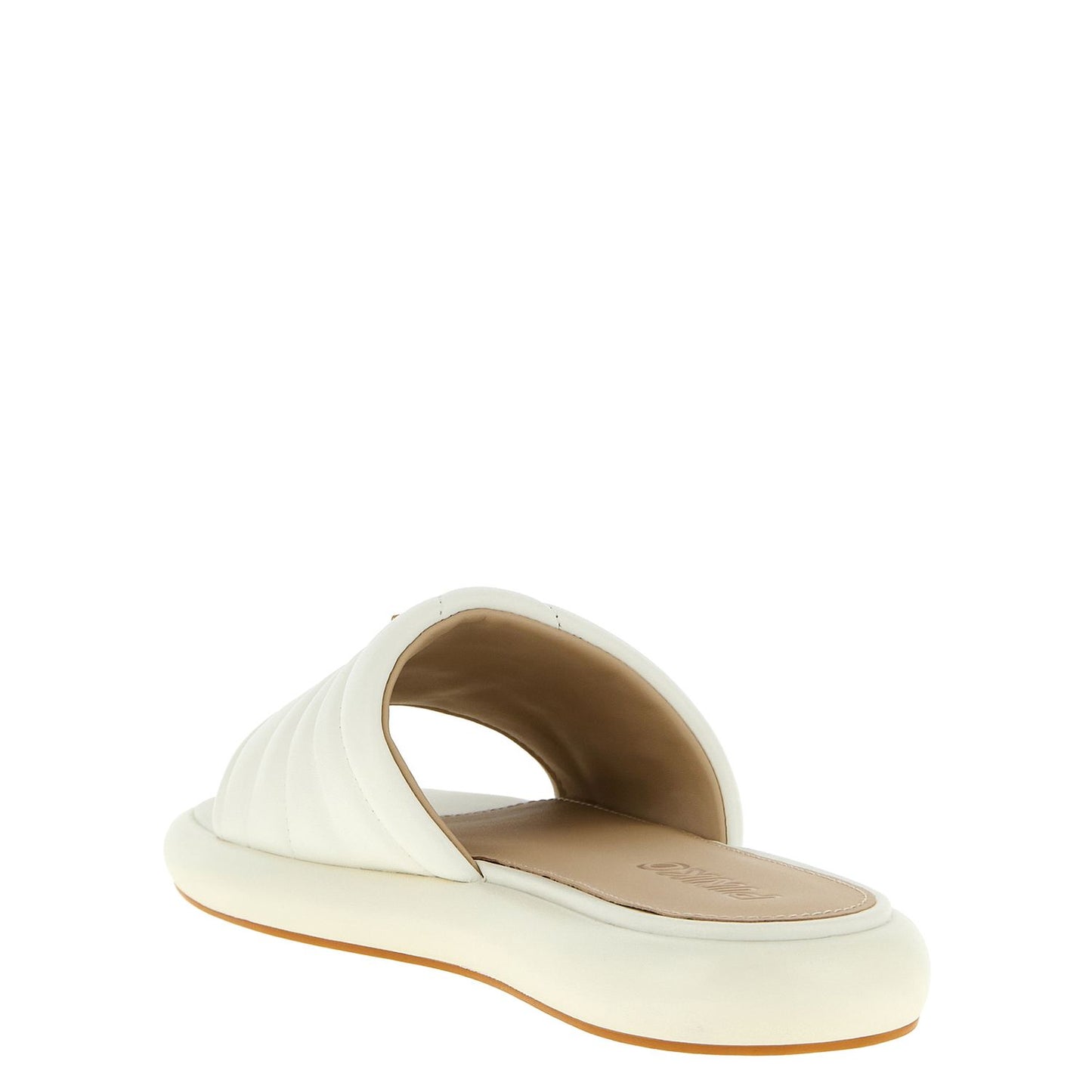 PINKO White Lambskin Slides
