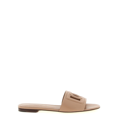 Dolce & Gabbana Beige Calfskin Slides