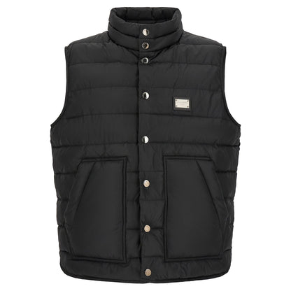 Dolce & Gabbana Black Polyester Sleeveless Jacket