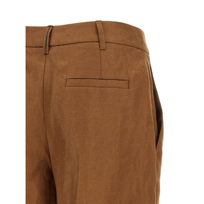 Brunello Cucinelli Brown Linen Bermuda Shorts