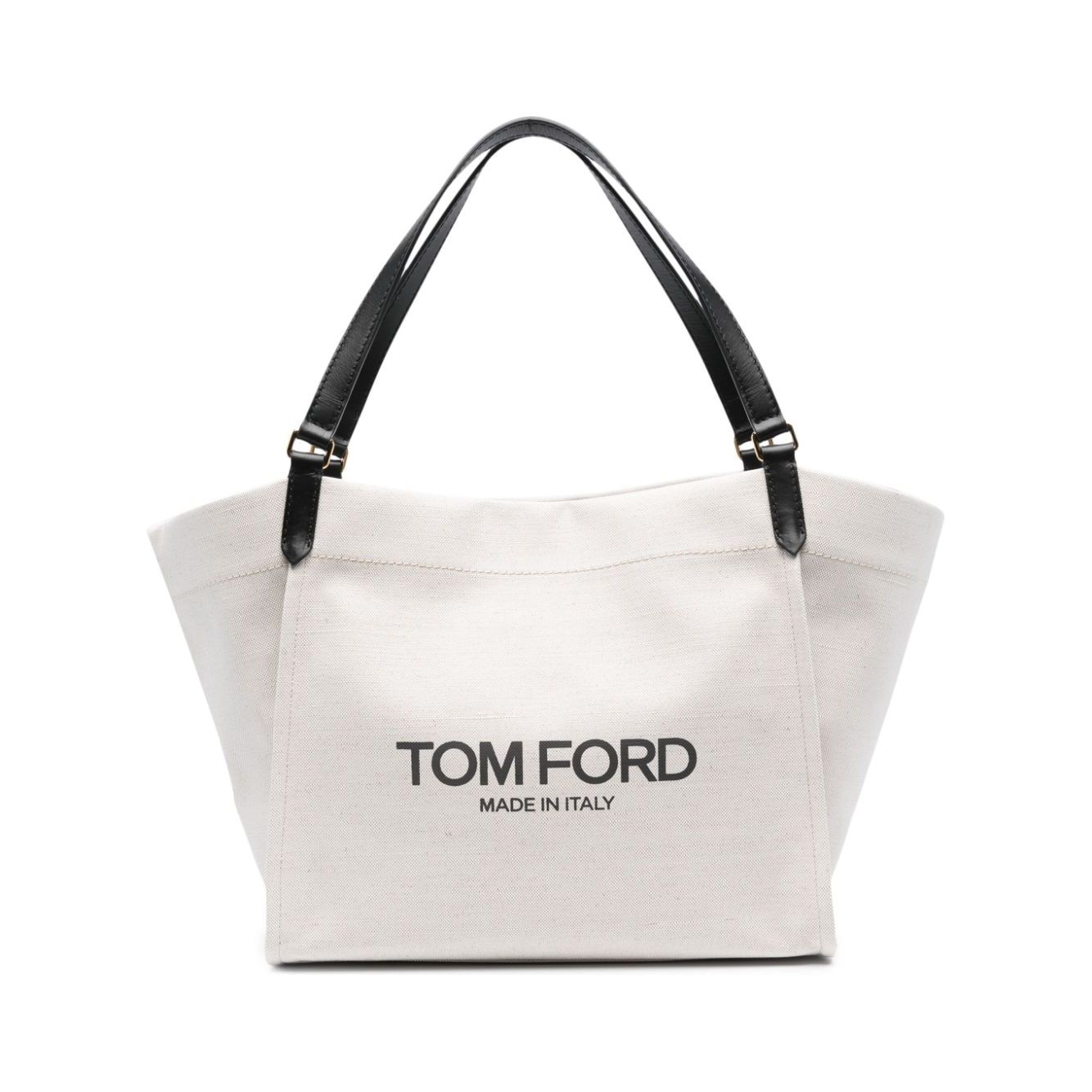 Tom Ford calf leather canvas panelled Shopper Bag Beige