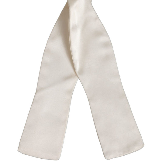 Dolce & Gabbana Men White 100% Silk Adjustable Neck Papillon Bow Tie