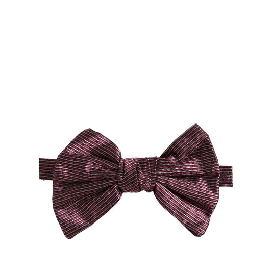 Dolce & Gabbana Men Maroon 100% Silk Adjustable Neck Papillon Bow Tie