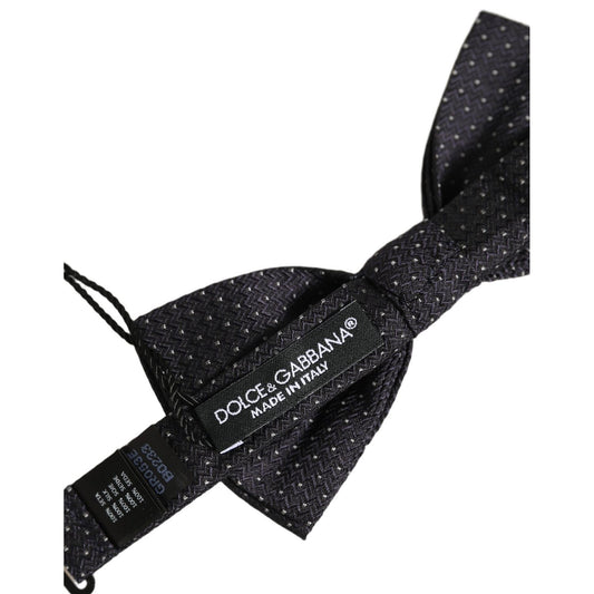Dolce & Gabbana Black White Polka Dot Adjustable Neck Papillon Bow Tie