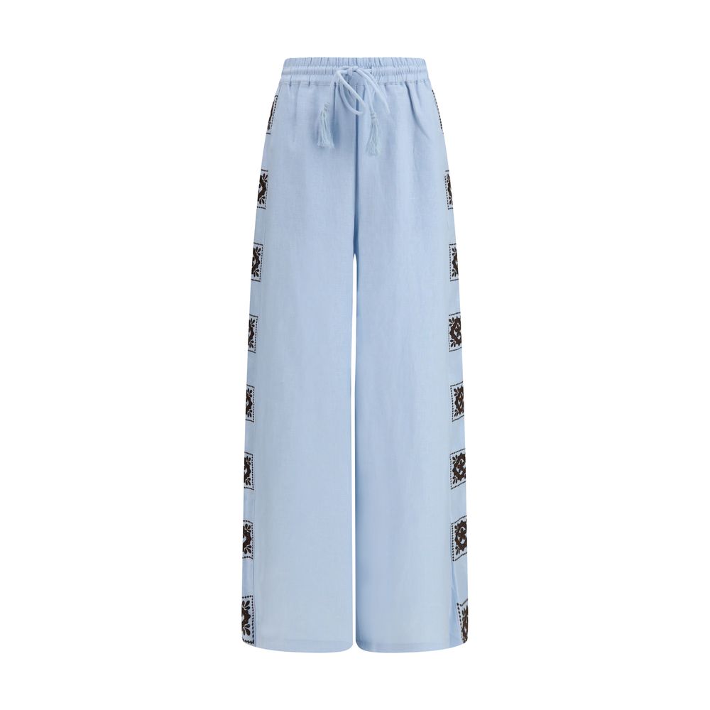 Alemais Blue Linen Casual Pants