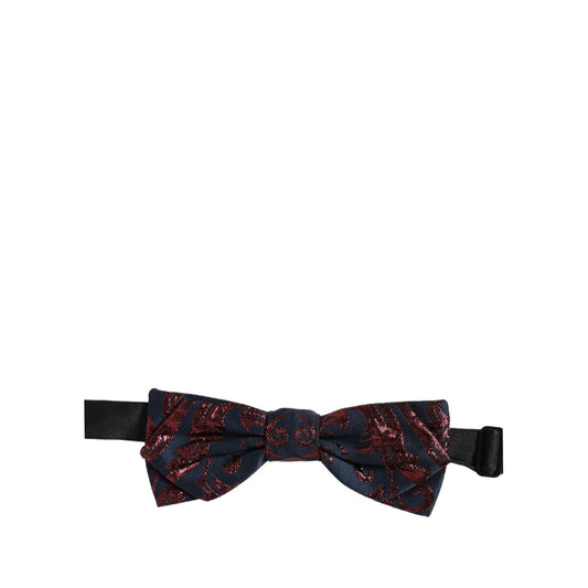 Dolce & Gabbana Men Blue Red Paisley Adjustable Neck Papillon Bow Tie
