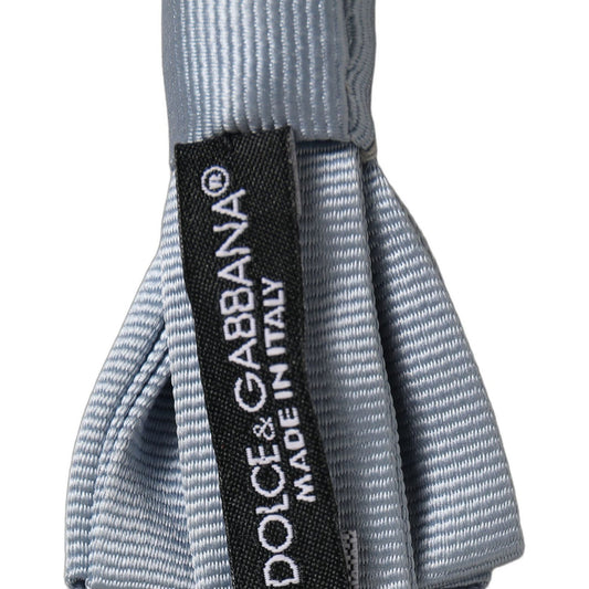 Dolce & Gabbana Men Light Blue Silk Adjustable Neck Papillon Bow Tie