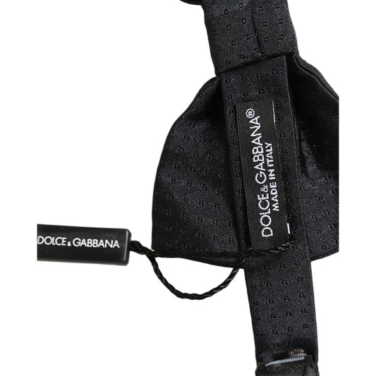 Dolce & Gabbana Men Black 100% Silk Adjustable Neck Papillon Bow Tie