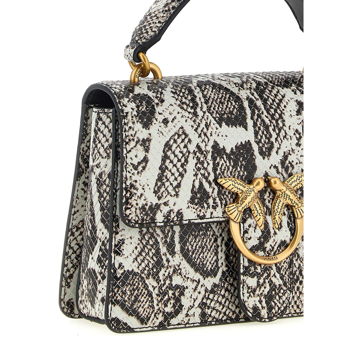 PINKO Gray Calfskin Handbag