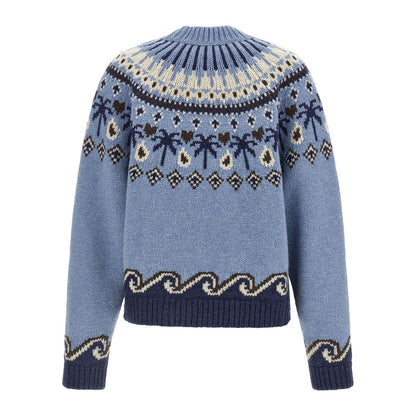 Alanui Blue Virgin Wool Cardigan