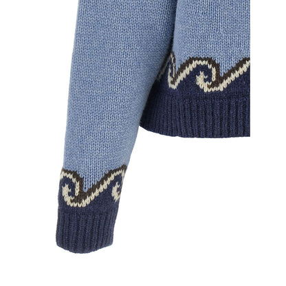Alanui Blue Virgin Wool Cardigan