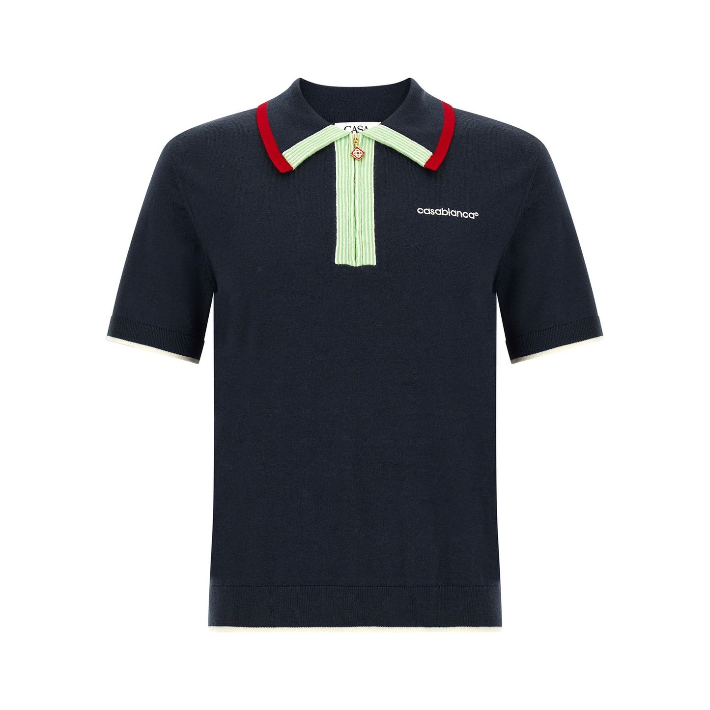 Casablanca Blue Wool Polo Shirt
