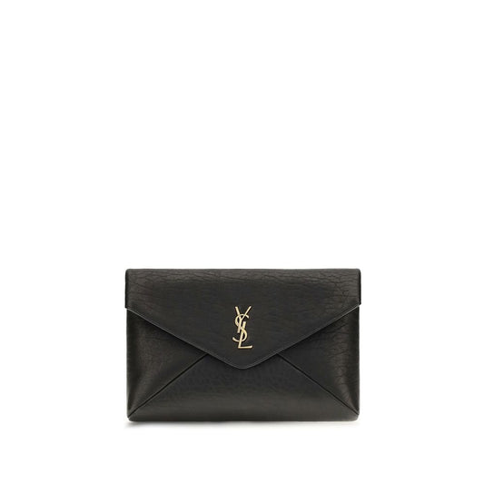 Saint Laurent Black Lamb Ovis Aries Clutch Bag