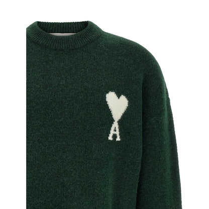 Ami Paris Bicolor Alpaca Leather Cardigan