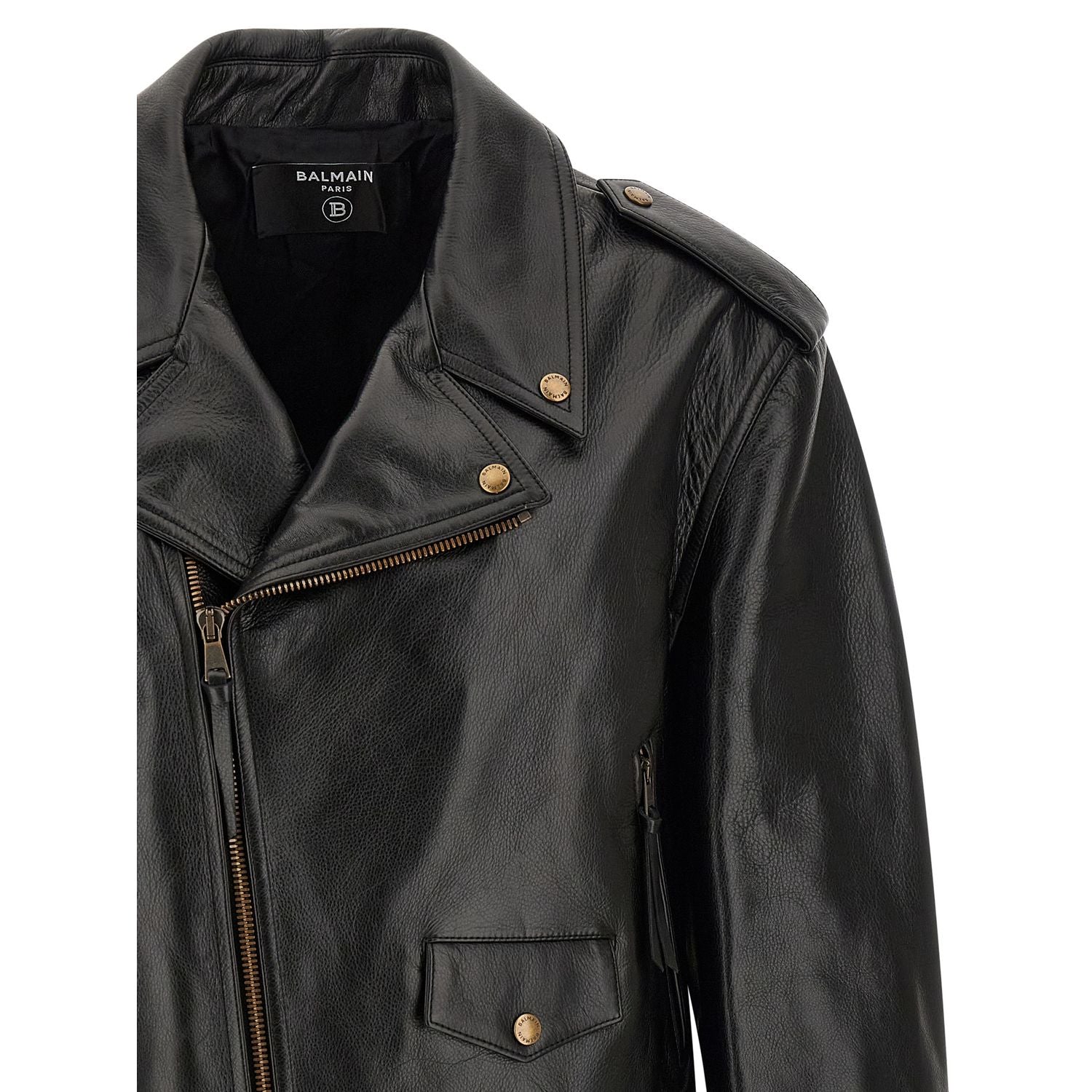 Balmain Black Calfskin Leather Jacket