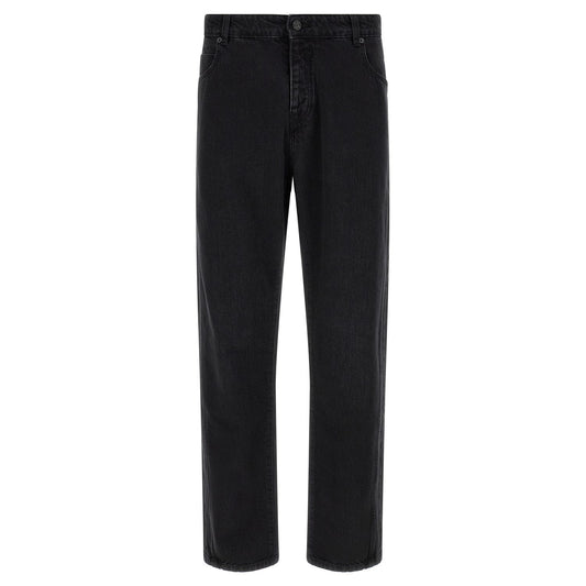 Balmain Black Cotton Straight-Leg Jeans