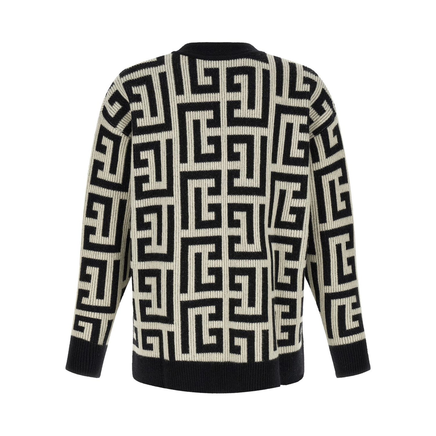 Balmain Bicolor Merino Wool Cardigan
