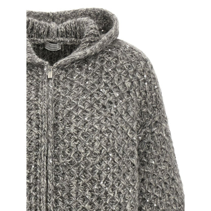 Peserico Gray Wool Cardigan
