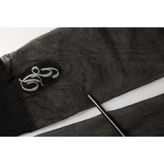 Dolce & Gabbana Black Nylon Mesh Sheer Calf Long Accessory Socks