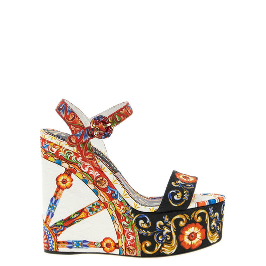 Dolce & Gabbana Multicolor Viscose Wedge Sandals