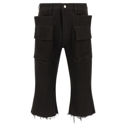 Rick Owens Black Cotton Cargo Pants