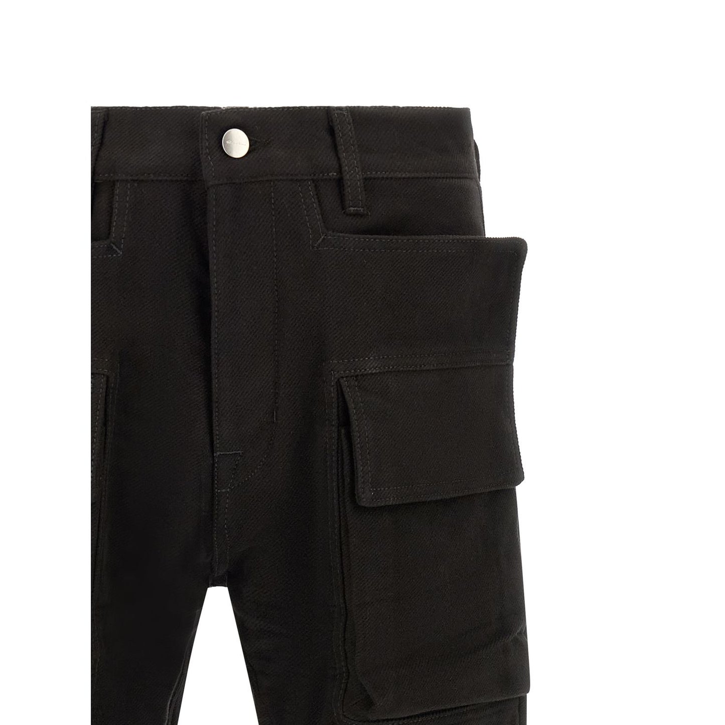 Rick Owens Black Cotton Cargo Pants