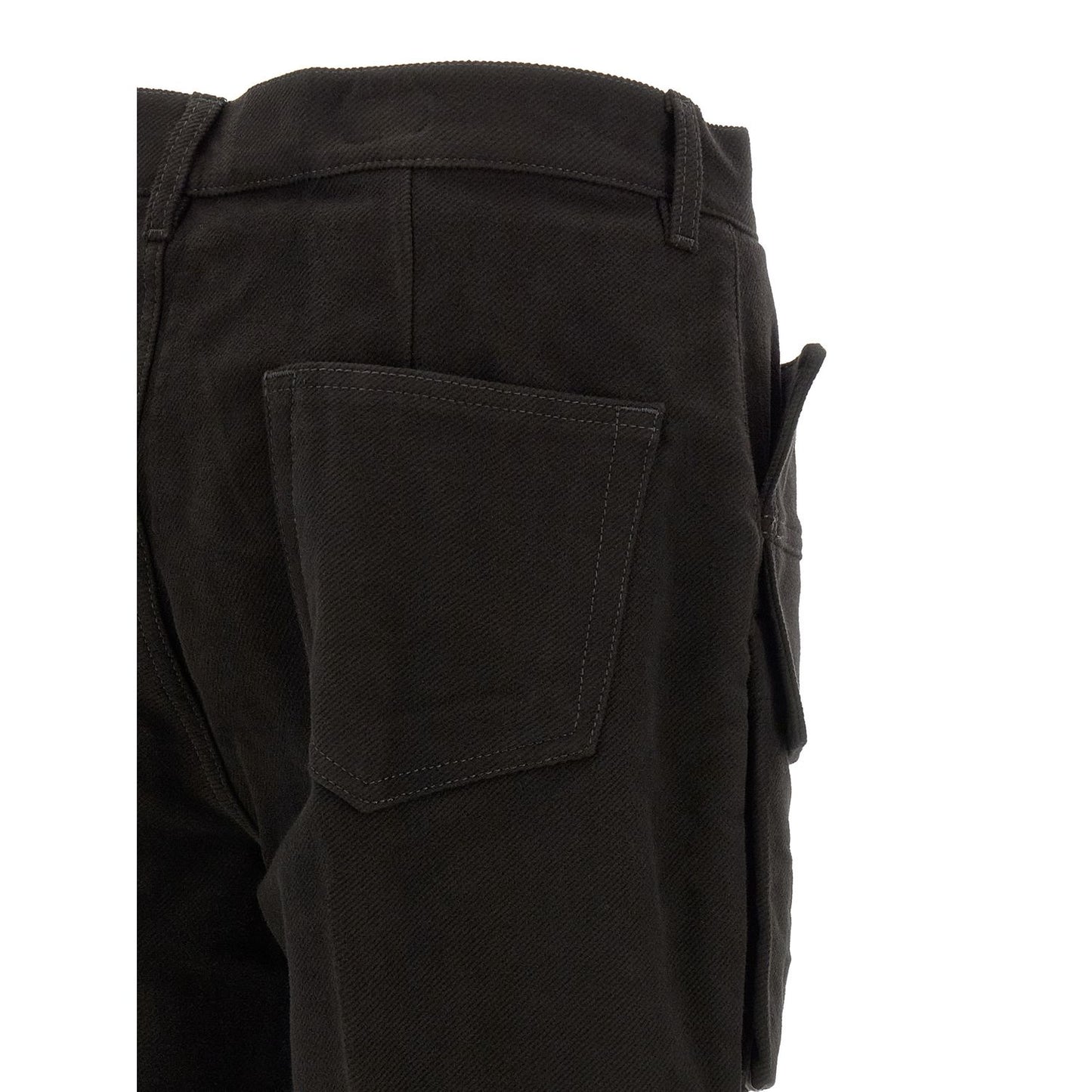 Rick Owens Black Cotton Cargo Pants
