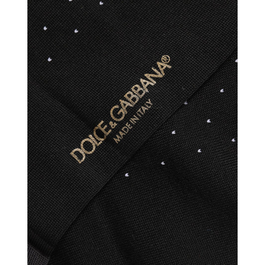 Dolce & Gabbana Men Black Cotton Polka Dot Mid Calf Accessory Socks