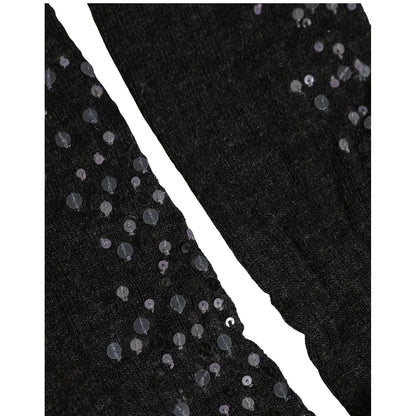 Dolce & Gabbana Dark Gray Sequined Wool Knee High Accessory Socks