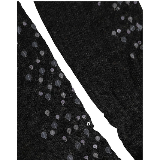 Dolce & Gabbana Dark Gray Sequined Wool Knee High Accessory Socks