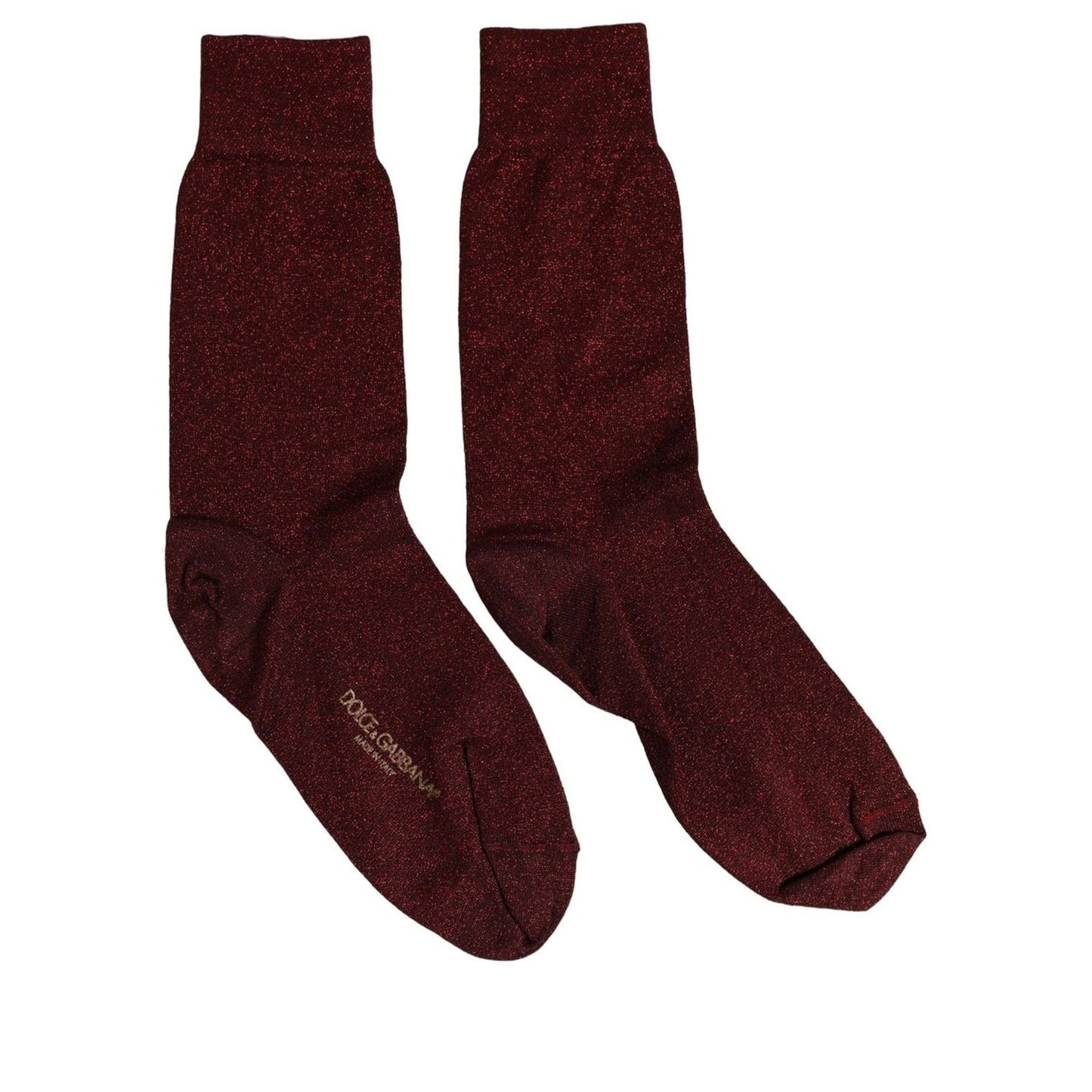 Dolce & Gabbana Burgundy Viscose Mid Calf Accessory Socks