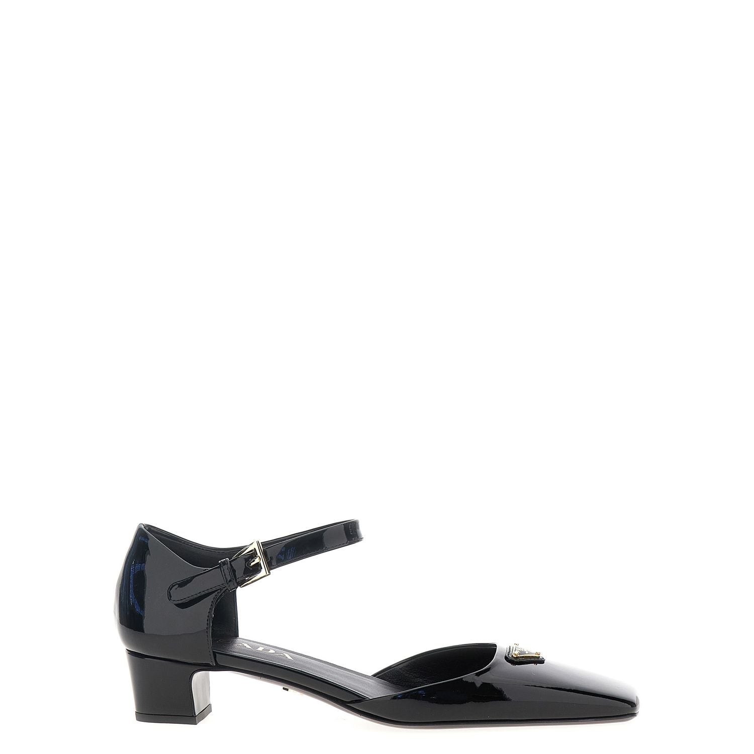 Prada Black Cowhide Mid Heel Pumps