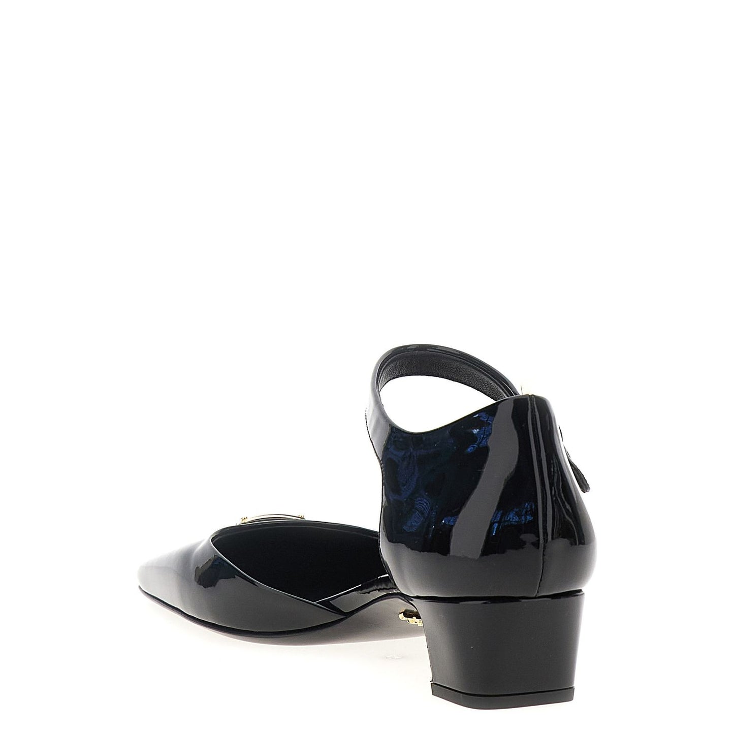 Prada Black Cowhide Mid Heel Pumps