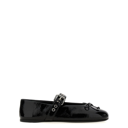 Miu Miu Black Calfskin Ballet Flats