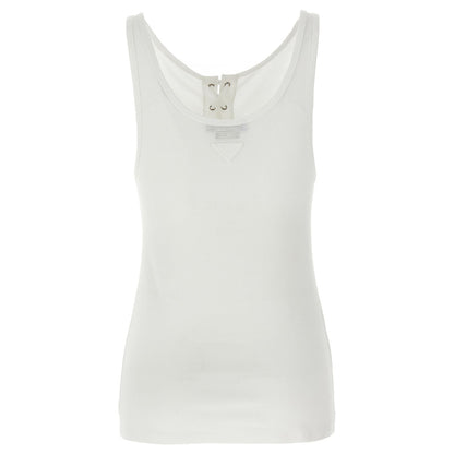 Prada White Cotton Tank Tops