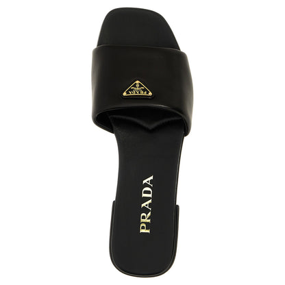 Prada Black Lamb Leather Slides