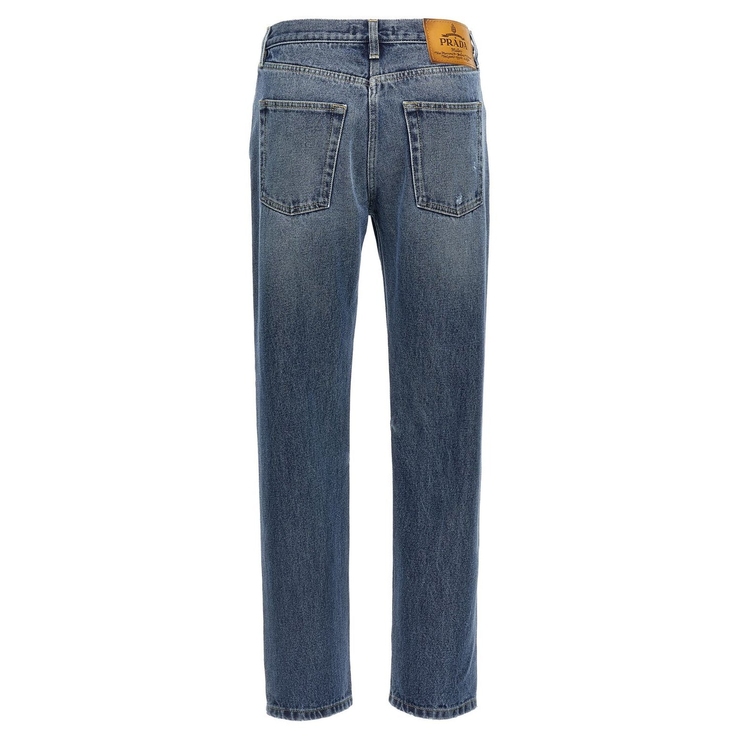 Prada Blue Cotton Straight-Leg Jeans