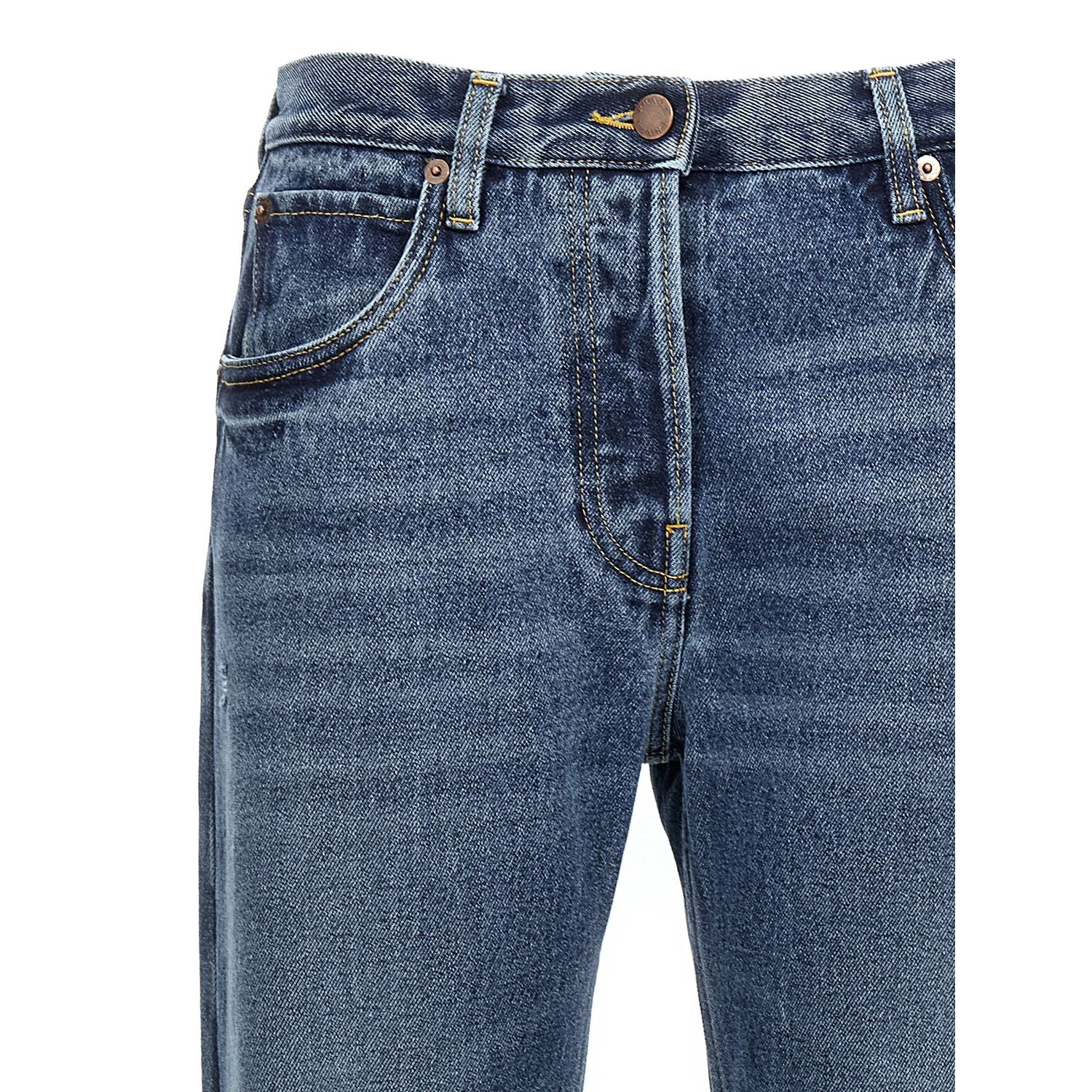 Prada Blue Cotton Straight-Leg Jeans