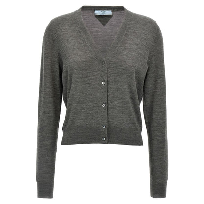 Prada Gray Virgin Wool Cardigan