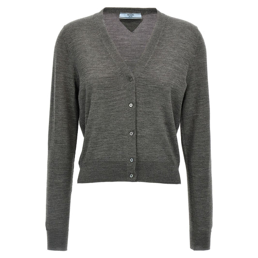 Prada Gray Virgin Wool Cardigan