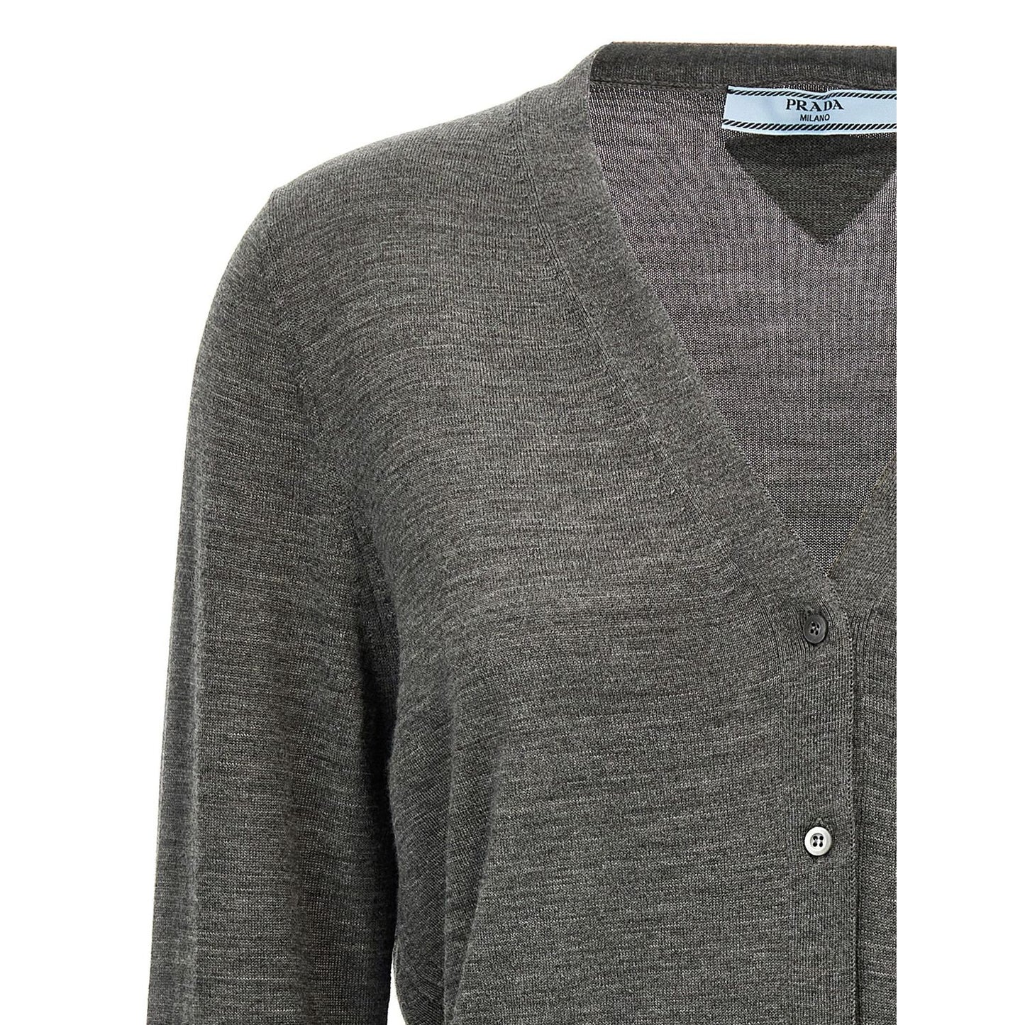 Prada Gray Virgin Wool Cardigan